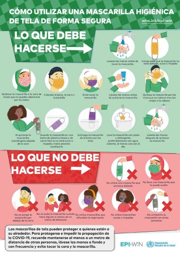 Instrucciones de cómo se pone una mascarilla de tela