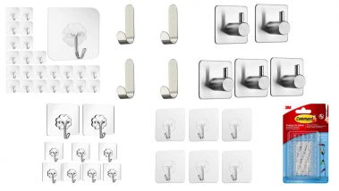 4smile Ganchos adhesivos para pared - set de 5, acero inox - colgador  toalla baño sin taladro, colgadores resistentes, perchas adhesivas fuertes