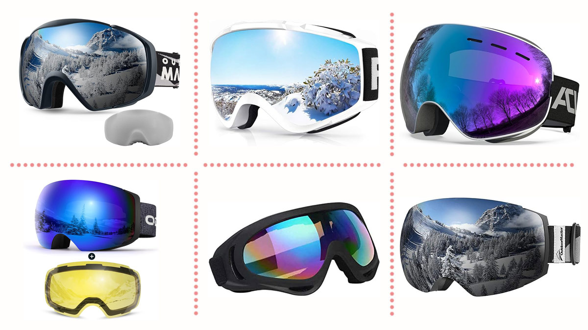 ACURE Gafas de Esquí, Máscara Gafas Esqui Snowboard OTG sin Marco