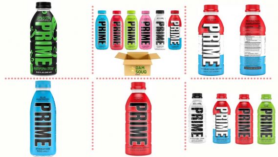 Selección de sabores de la bebida energética Prime, disponible en Amazon.
