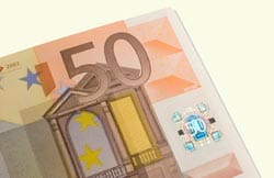 Parte de un billete de 50 euros.