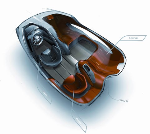 Interior del coche del futuro.