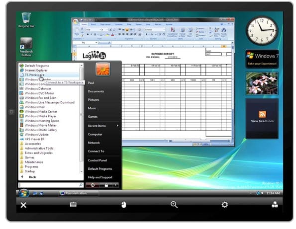 iPad con app de acceso remoto