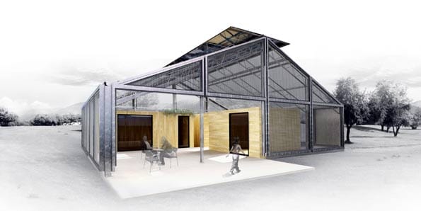 Casa invernadero solar.