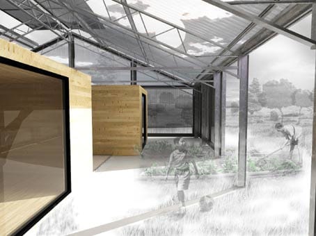 Casa invernadero solar.