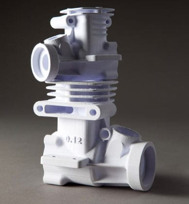 Pieza industrial creada con una impresora 3D a color.