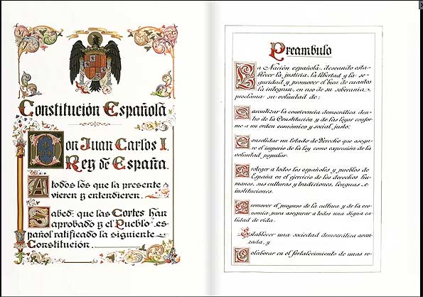 Primeras páginas de la Constitución de 1978.