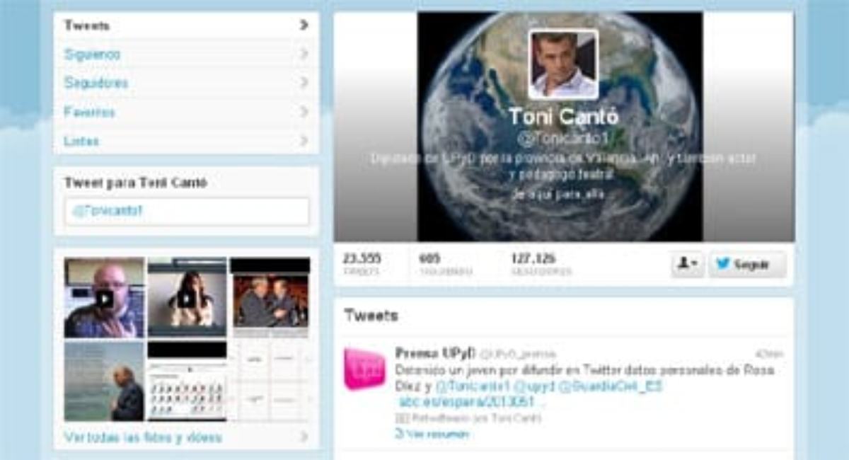 Cuenta de Twitter de Toni Cantó.