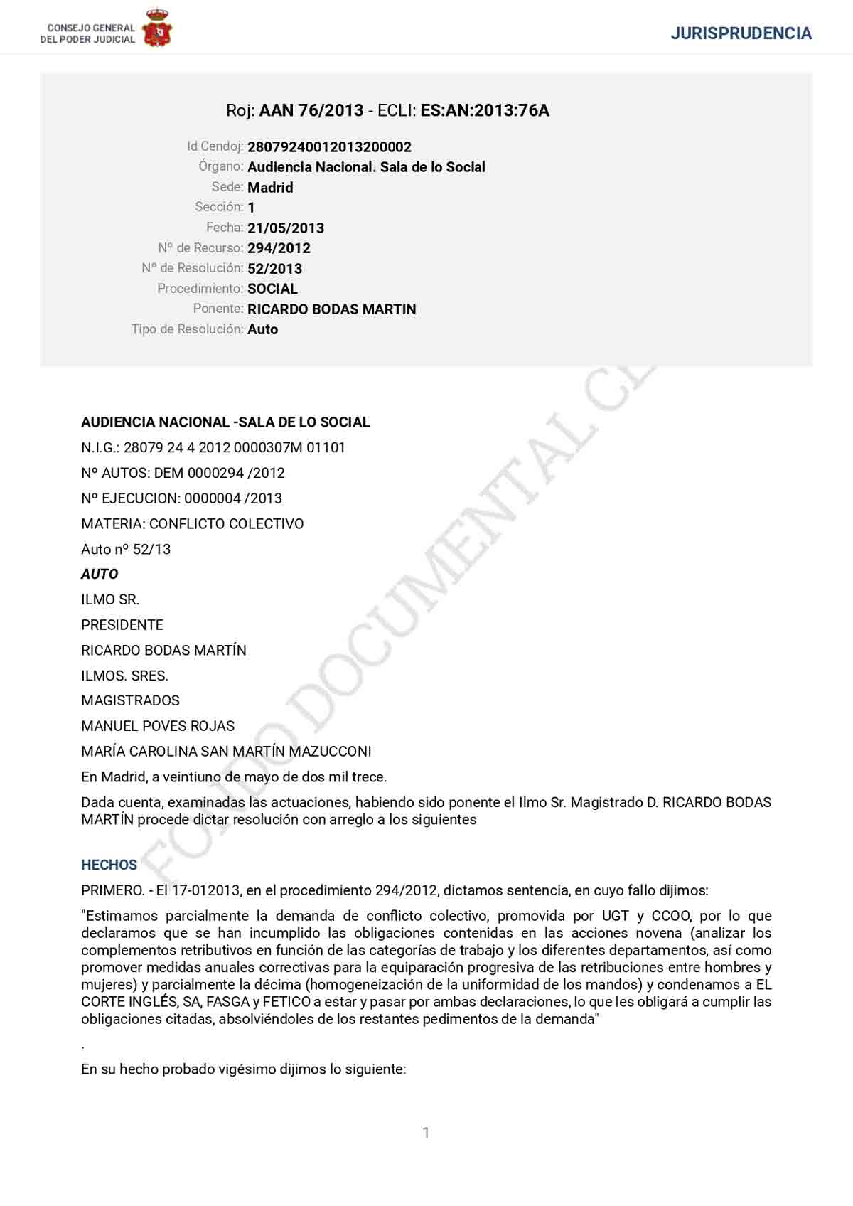 Sentencia El Corte Inglés