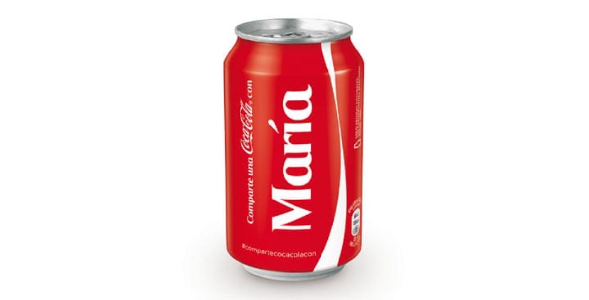Lata de Coca Cola con el nombre de María.
