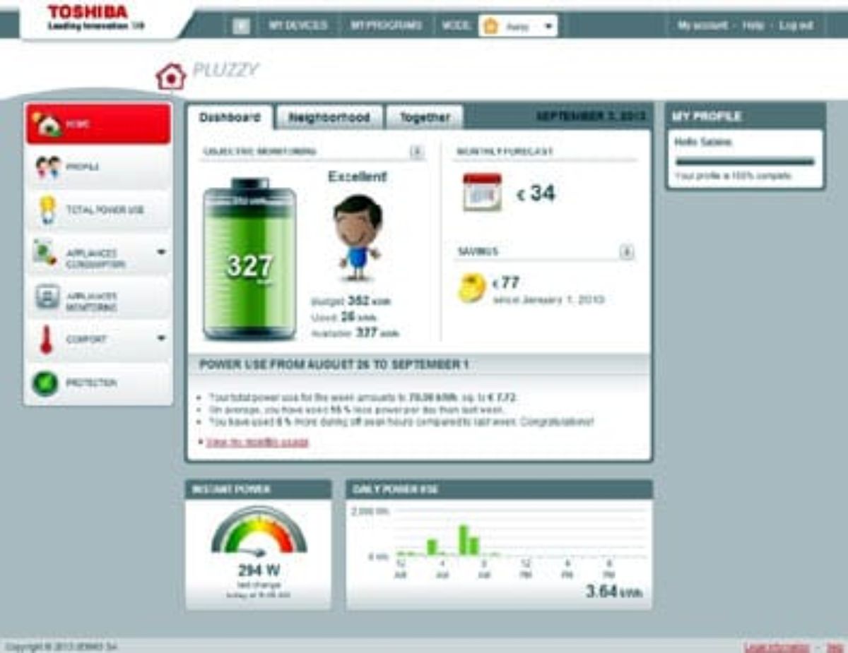 Pantallazo de la aplicación online de Pluzzy.