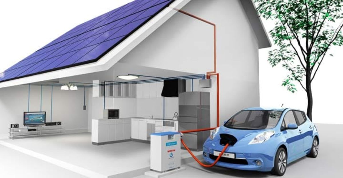 El coche eléctrico Nissan Leaf puede traspasar electricidad a un hogar.