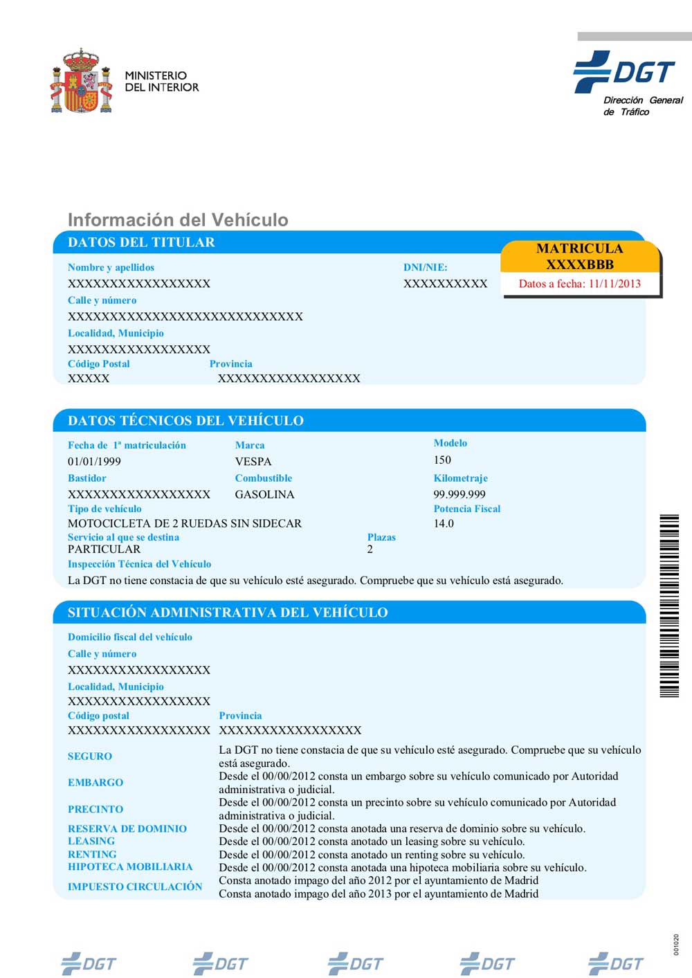 Carta a recibir de la DGT, página 2.