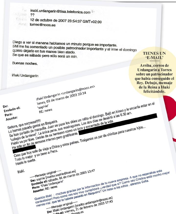 Emails de los negocios de Urdangarín publicados en la revista 'Vanity Fair'.