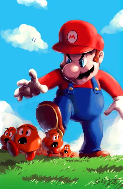 Pintura de Super Mario en el videojuego