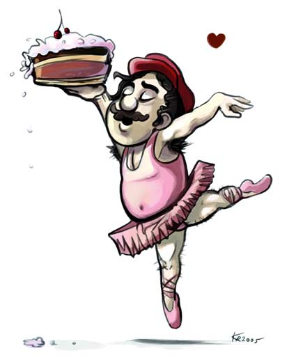 Interpretación de Super Mario haciendo ballet
