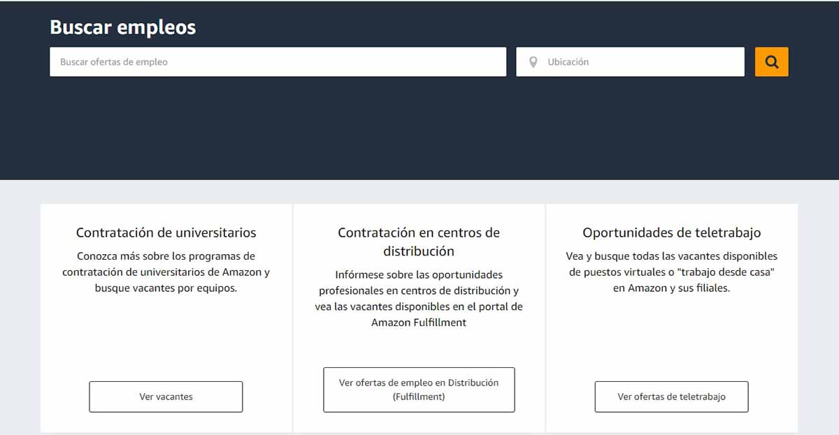 Buscador de empleo del portal de Amazon