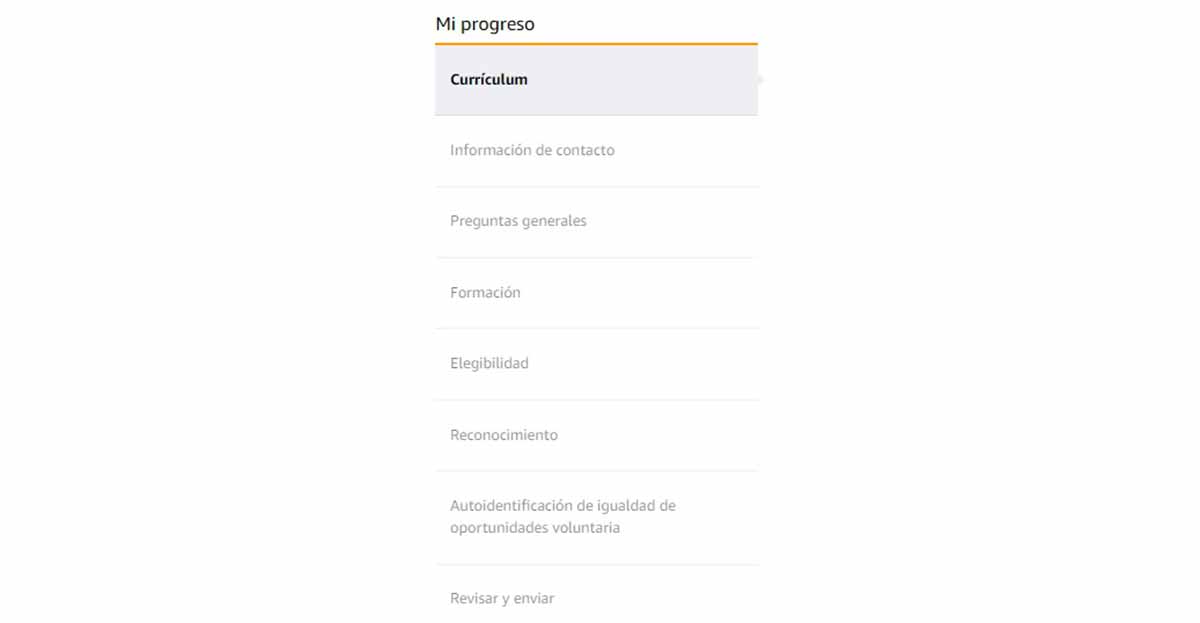 Sección 'Mi progreso' del portal de Amazon