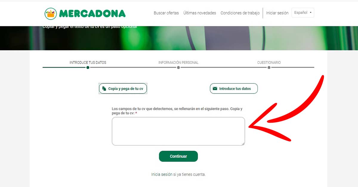 Enviar CV al portal de empleo de Mercadona