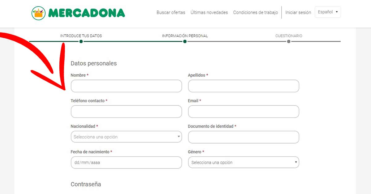 Rellenar datos personales