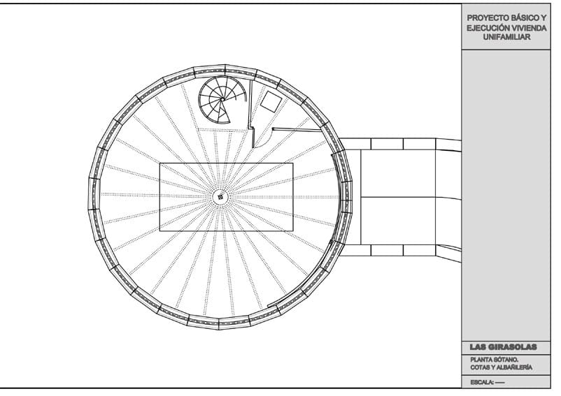 Plano de la base circular de una vivienda giratoria
