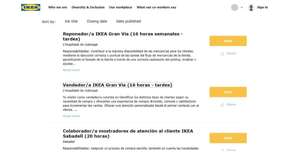 Cómo inscribirse en oferta de empleo en IKEA