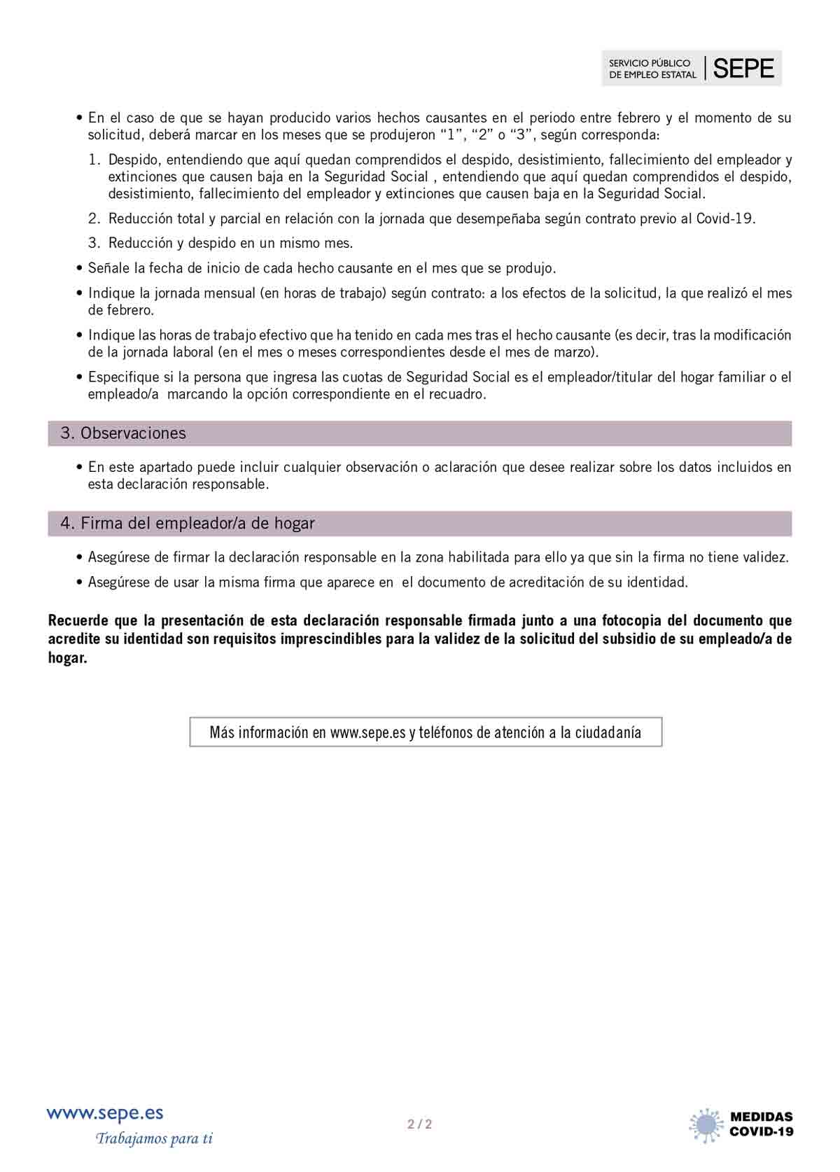 Instrucciones para el empleador página 2
