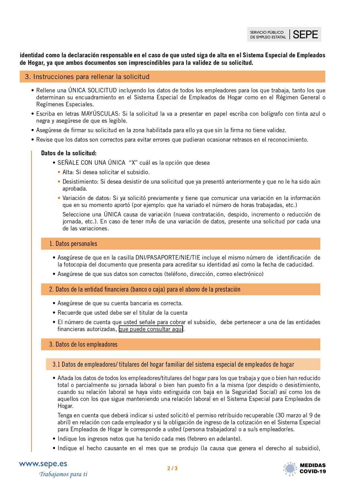 Instrucciones solicitud subsidio página 2