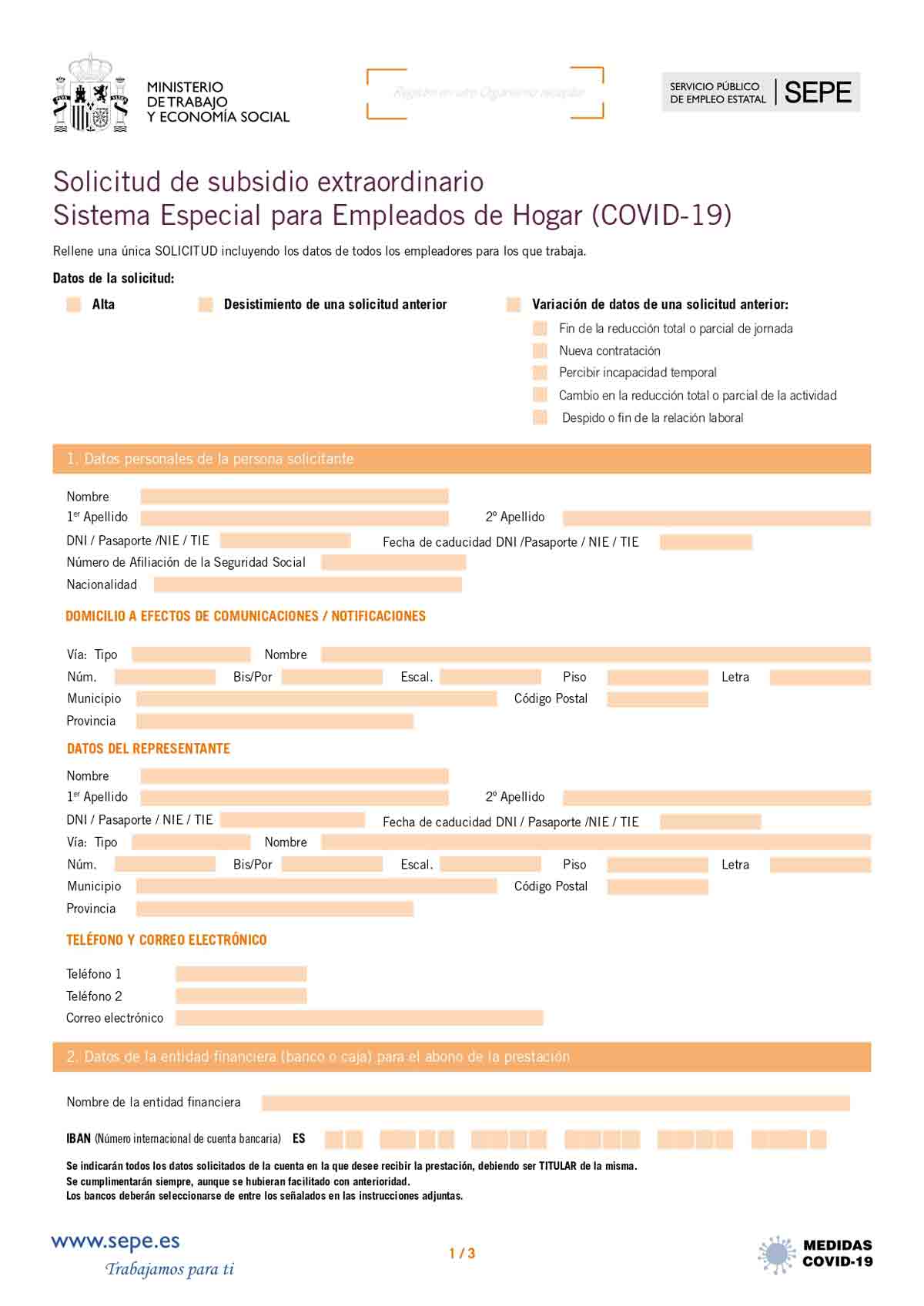 Modelo de solicitud subsidio página 1