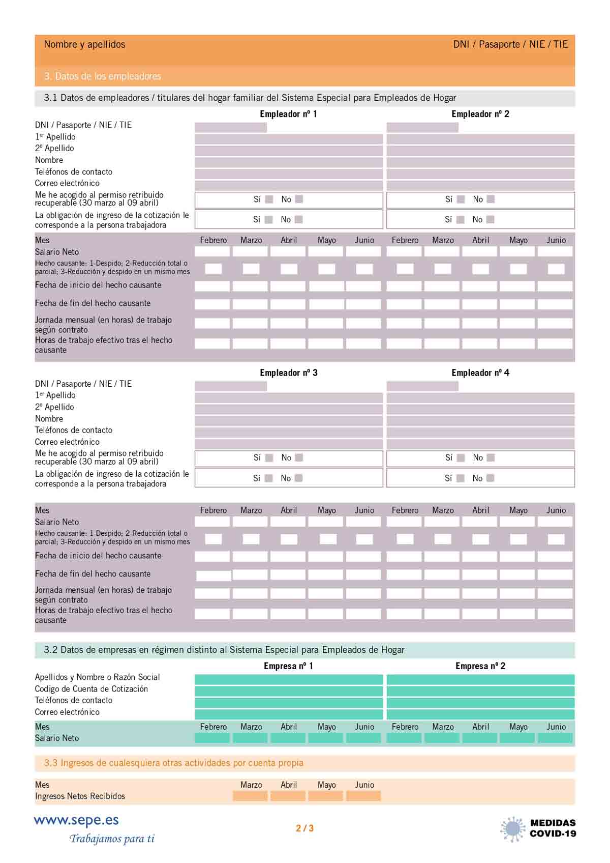 Modelo de solicitud subsidio página 2
