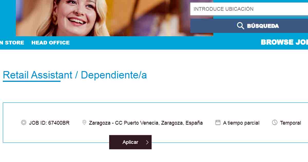 Interior de una oferta de empleo
