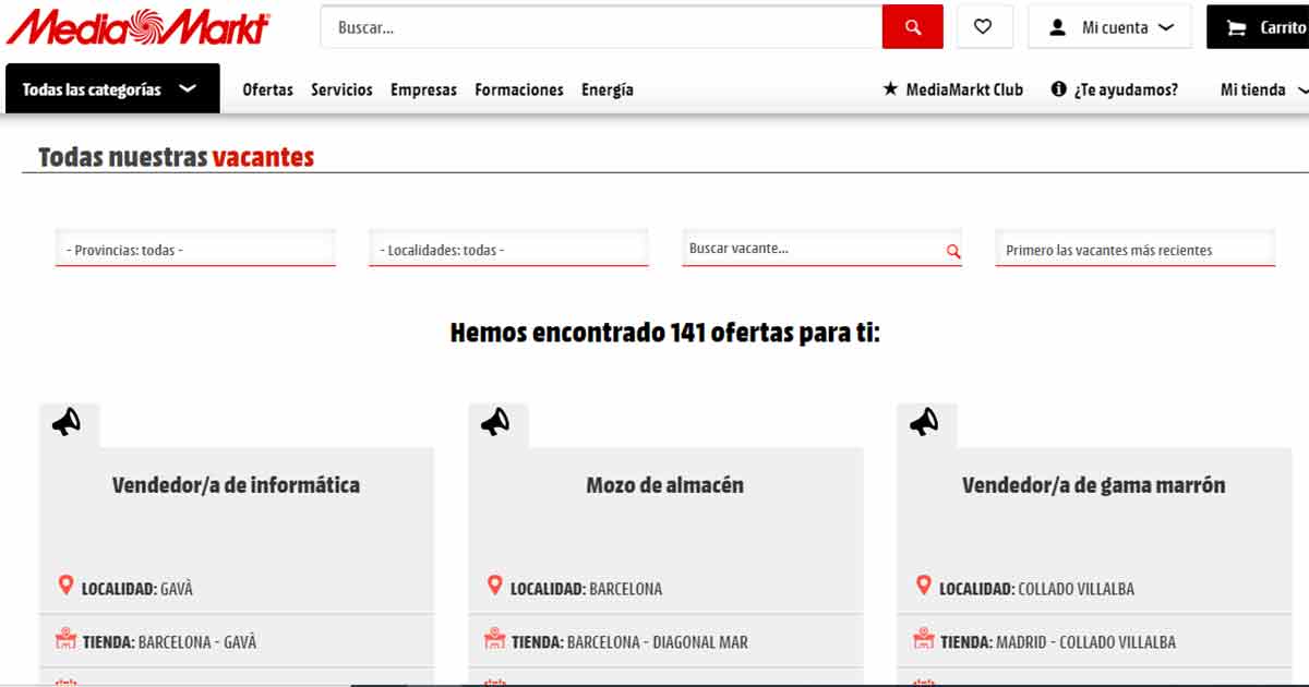 Ofertas de empleo vigentes