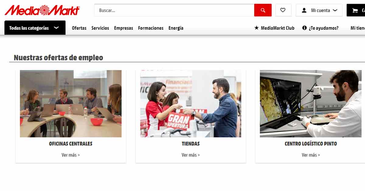 Página principal del portal de empleo
