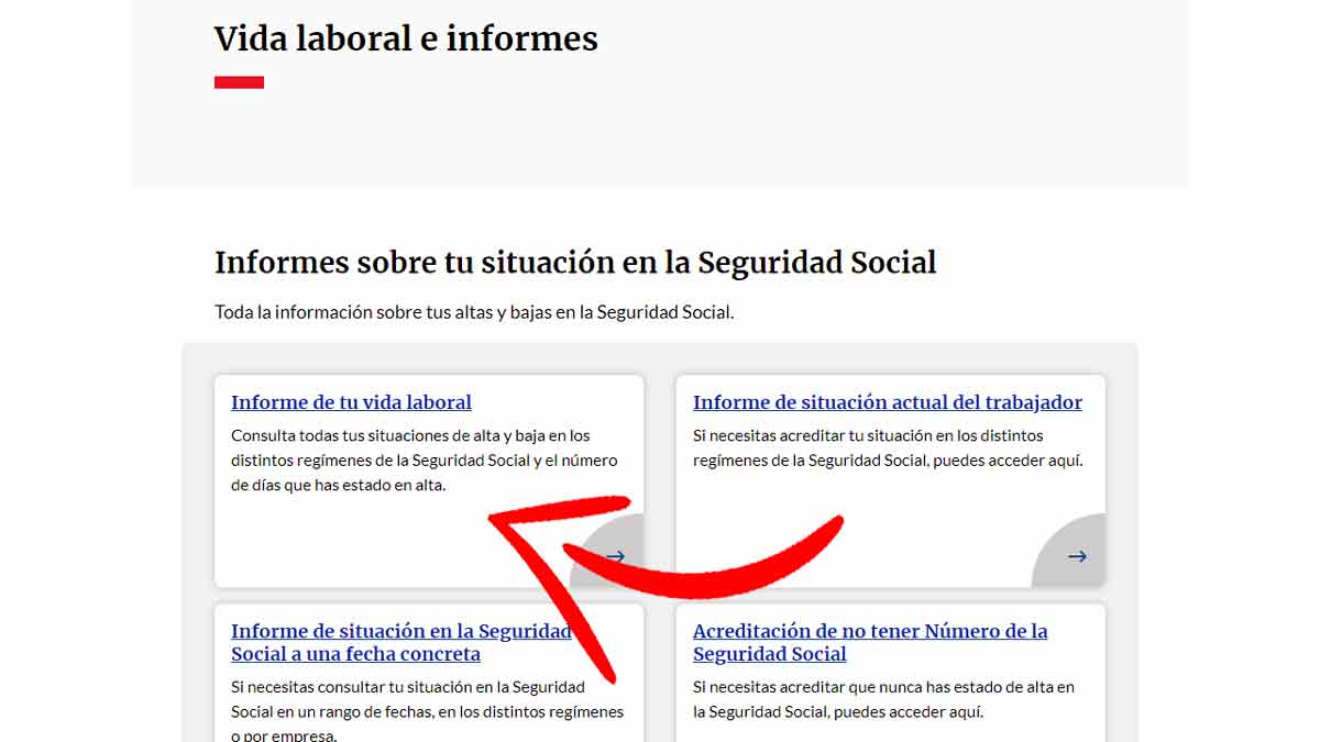 Pedir el informe de vida laboral