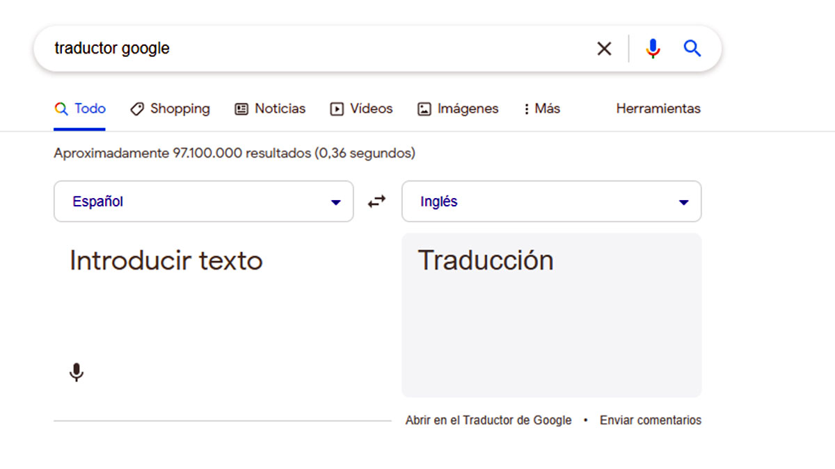 Acceder al traductor de Google
