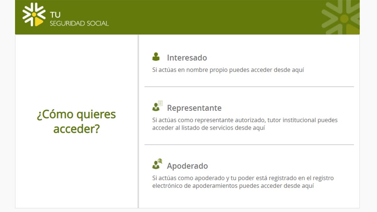 Acceder como interesado al portal Tu Seguridad Social