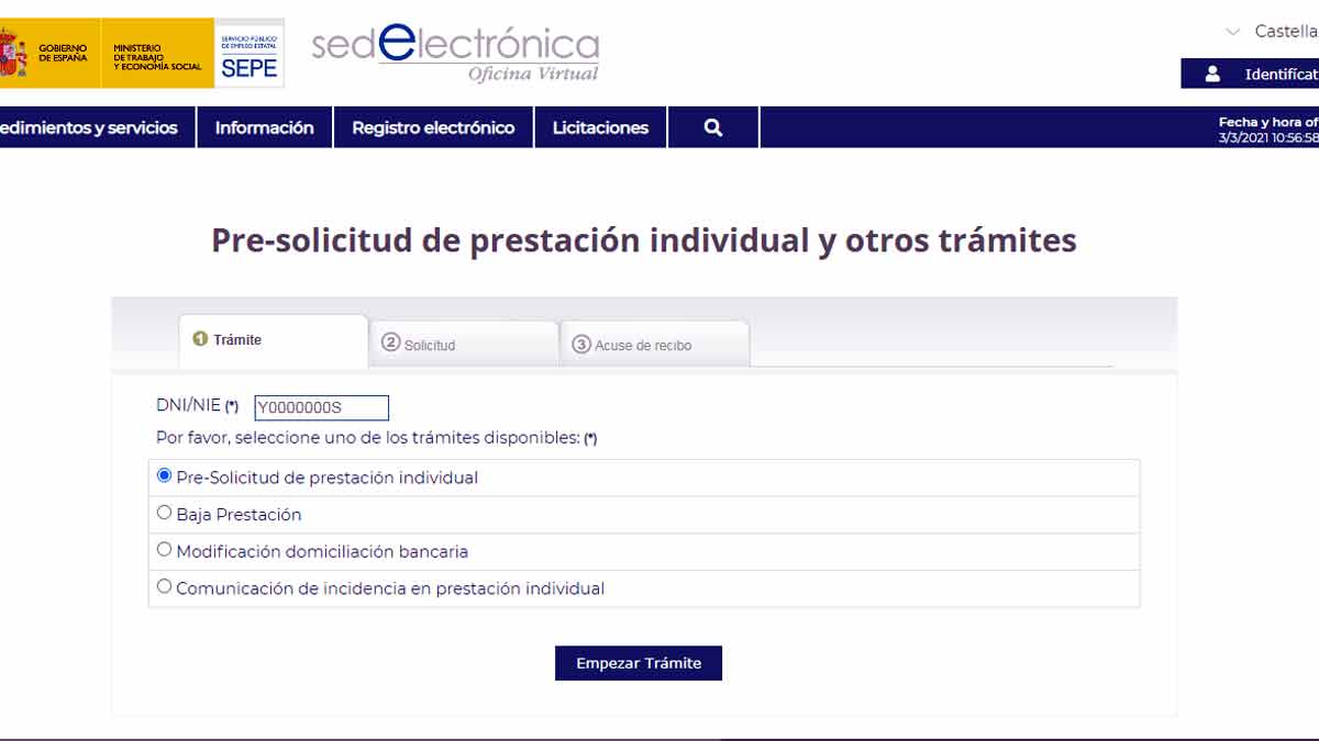Iniciar formulario de pre-solicitud