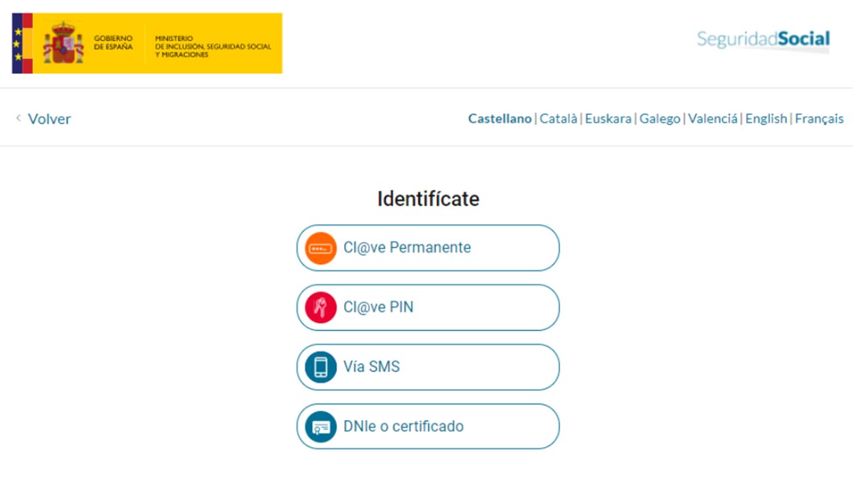 Vías de identificación sistema Cl@ve