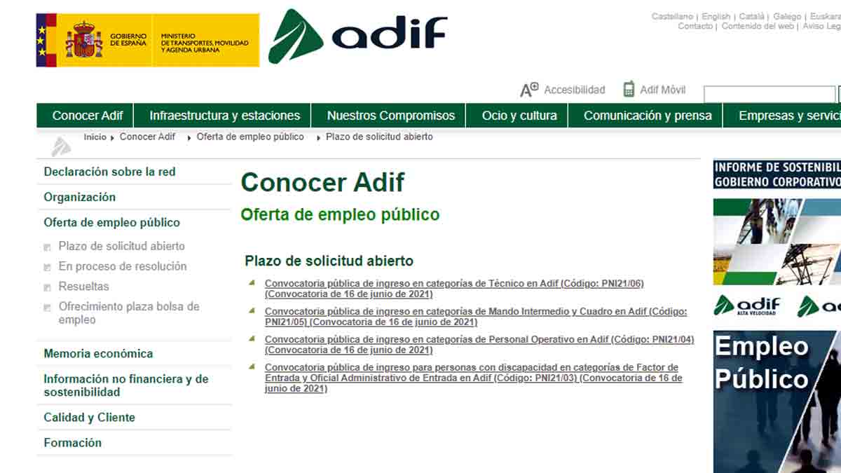 Convocatorias Adif