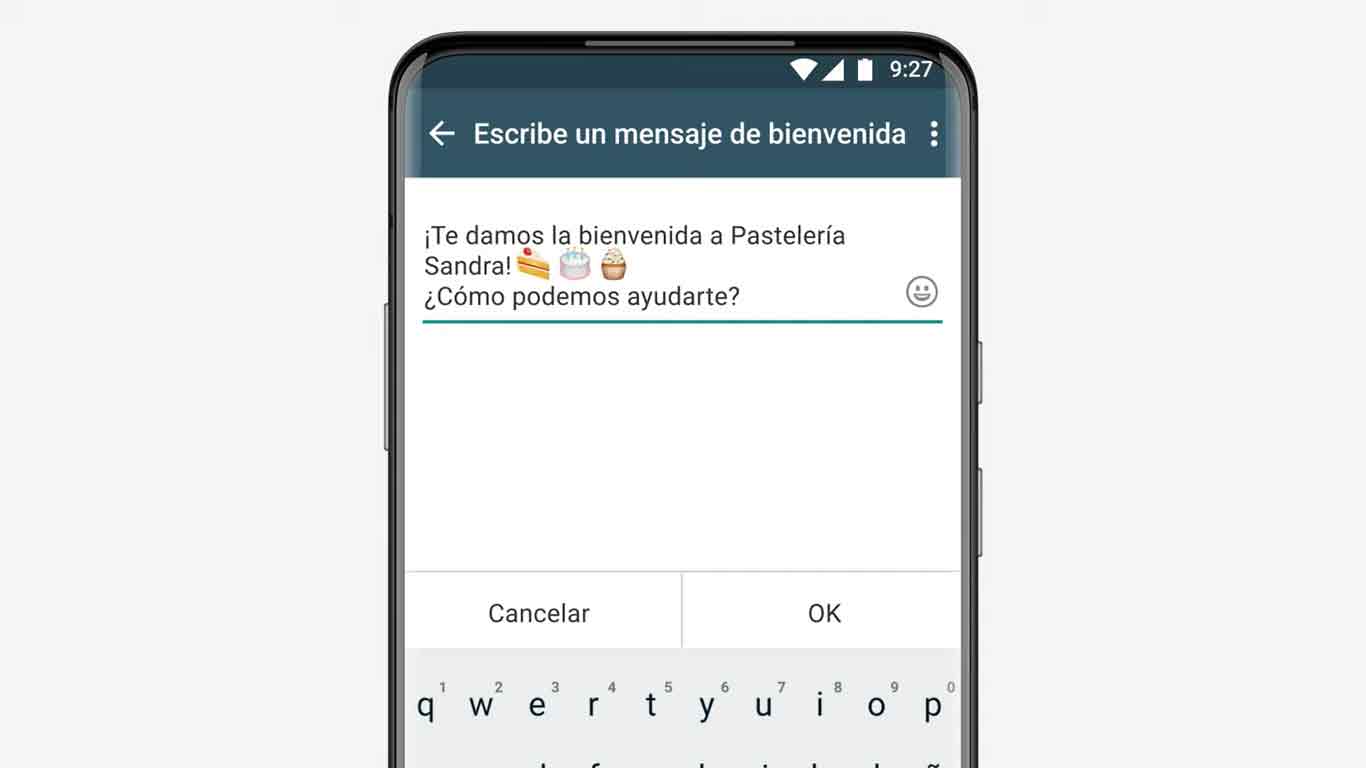 Mensaje de bienvenida