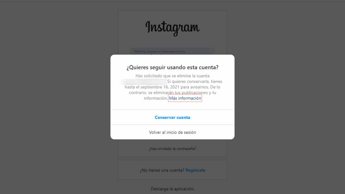Recuperar la cuenta de Instagram