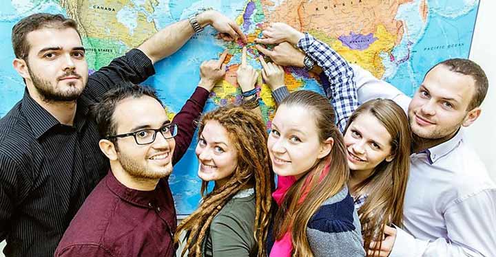 Estudiantes universitarios Erasmus.