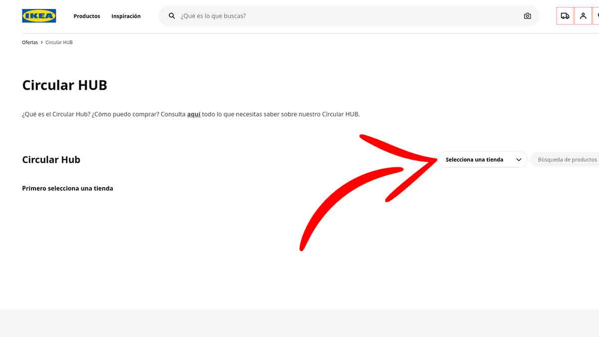 Seleccionar la tienda para buscar las ofertas en Circular Hub