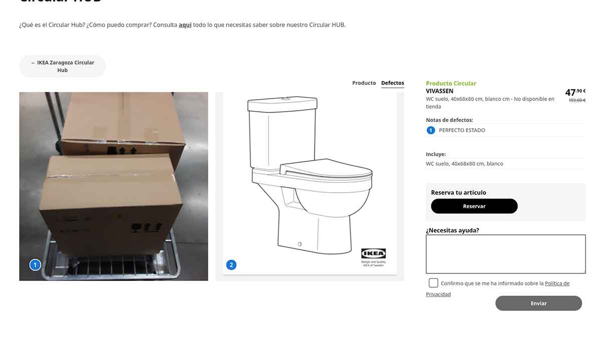 Defectos de los artículos de Circular Hub en Ikea
