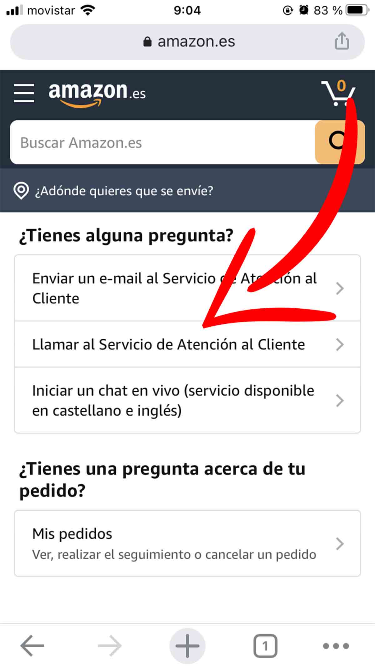 Pedir que te llamen desde Amazon