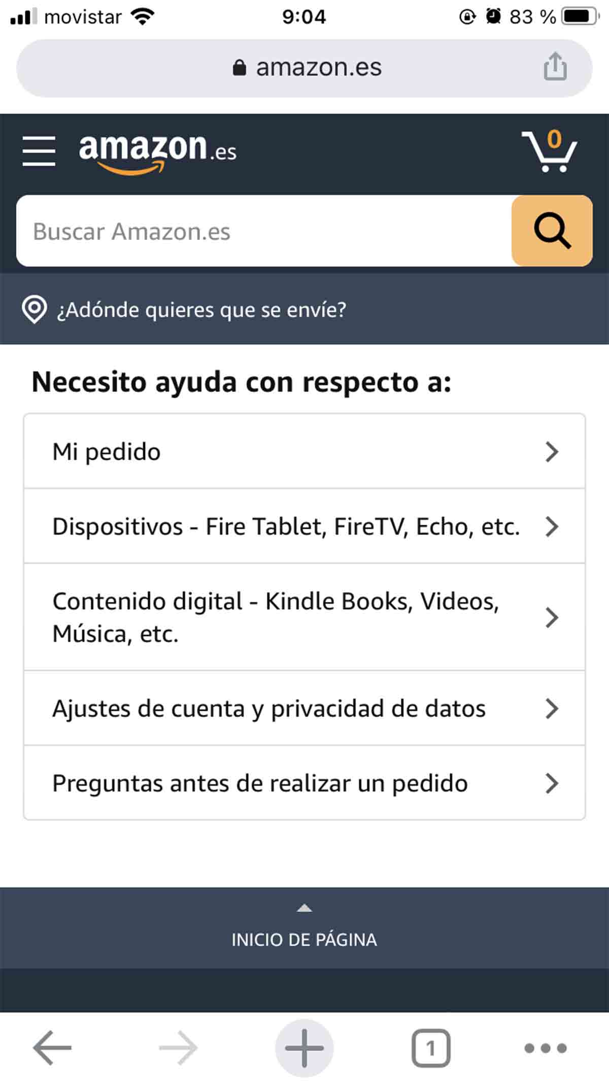 Detallar el motivo por el que quieres contactar con Amazon