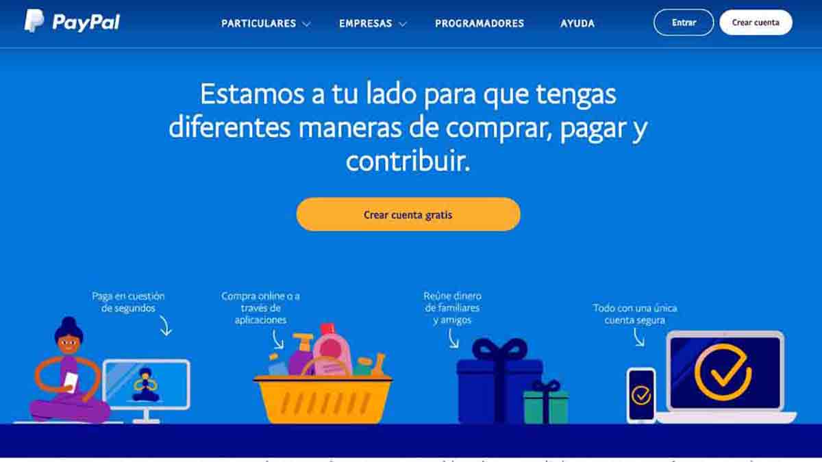 Página web de PayPal