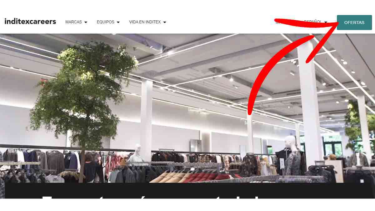 Página principal del portal de empleo de Inditex