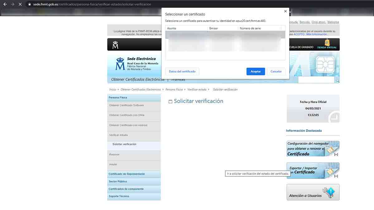 Renovación del certificado