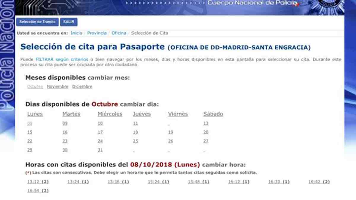 Fecha y hora cita para renovar pasaporte